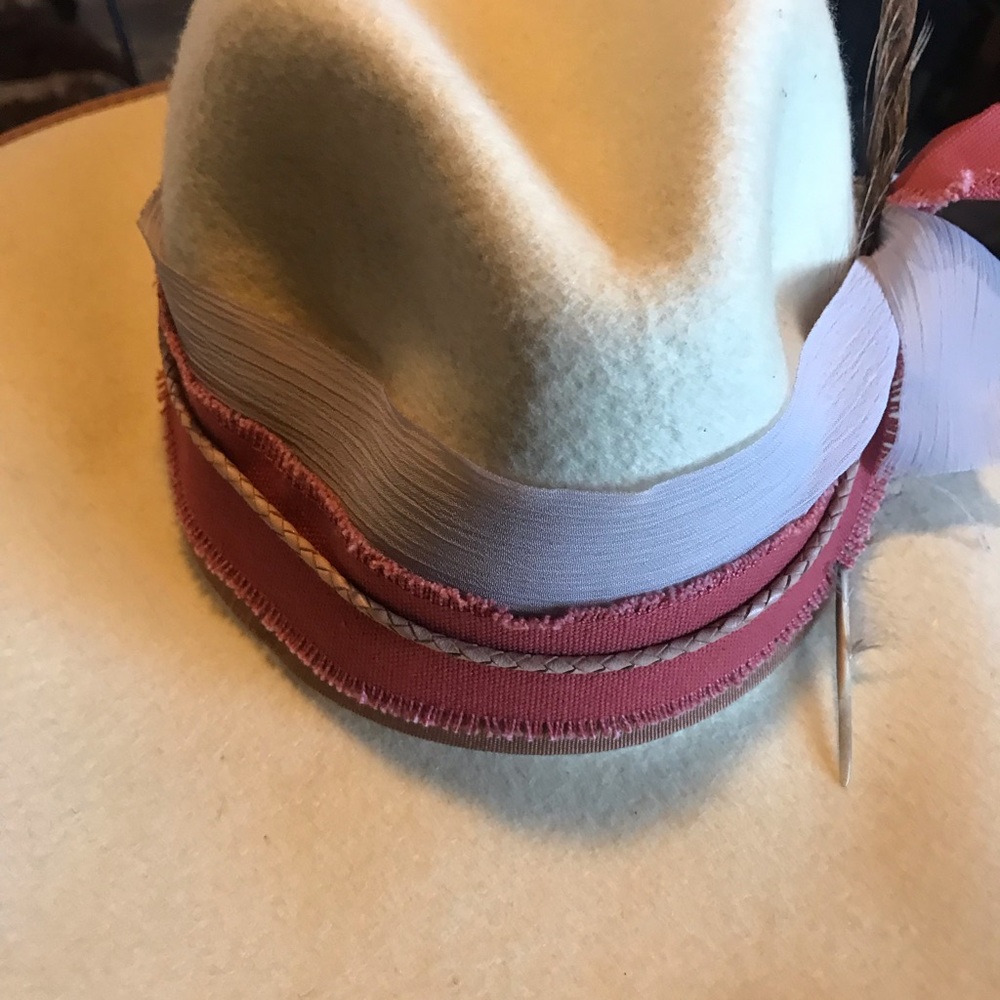 NWT 100% wool hat upcycled Western, boho, cowboy, Festival, beach,concert. - Picture 5 of 10